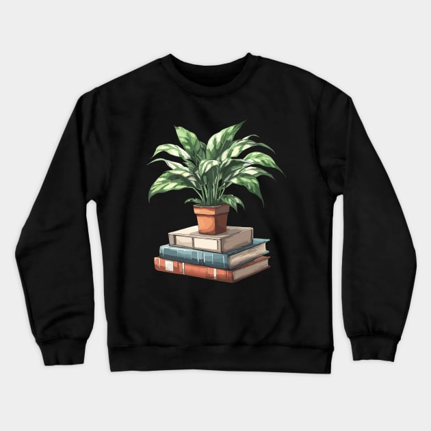 Books And Plants Crewneck Sweatshirt by Siha Arts